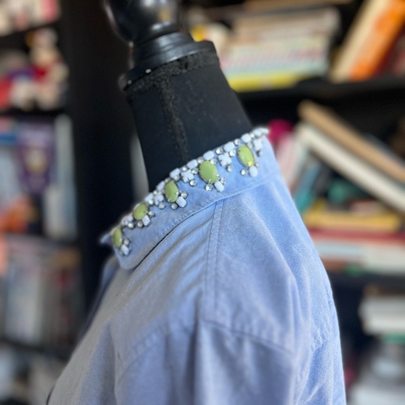 J. Crew Light Blue Embellished Collar Shirt - Picture 8 of 9